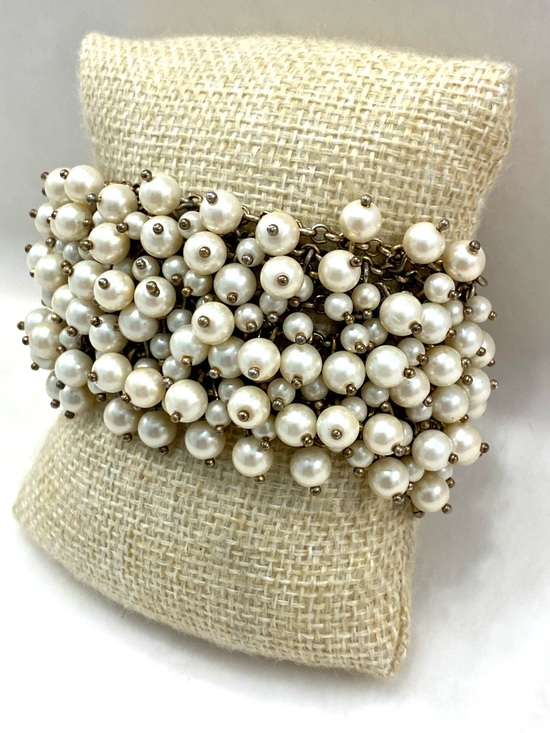 J. Crew Jewelry - J. Crew Ivory Faux Pearl Cluster Bracelet with Antique Gold Accents